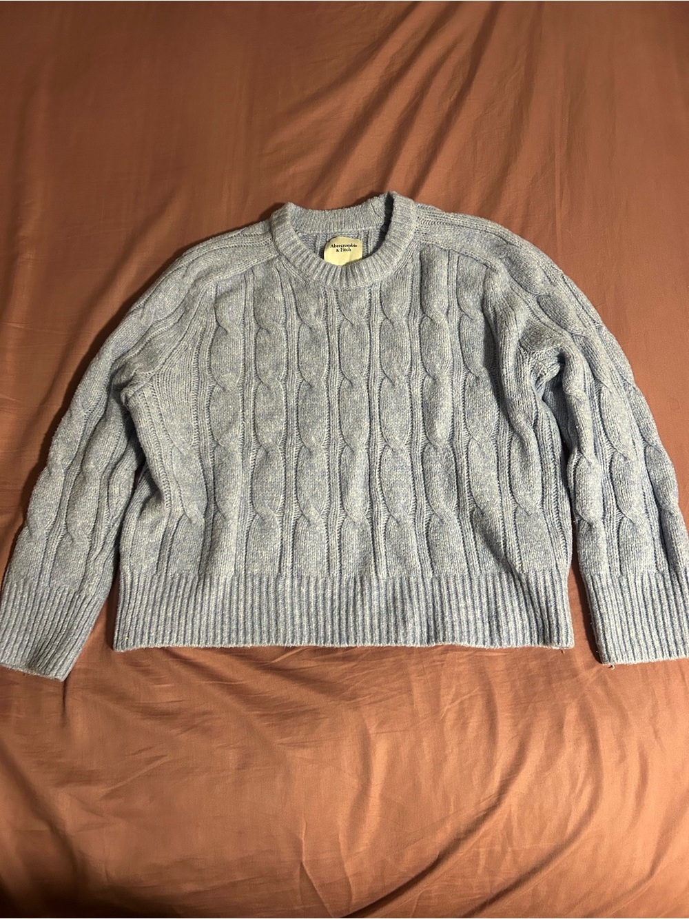 Abercrombie & Fitch Light Blue Cable Knit Crewneck Sweater Size M